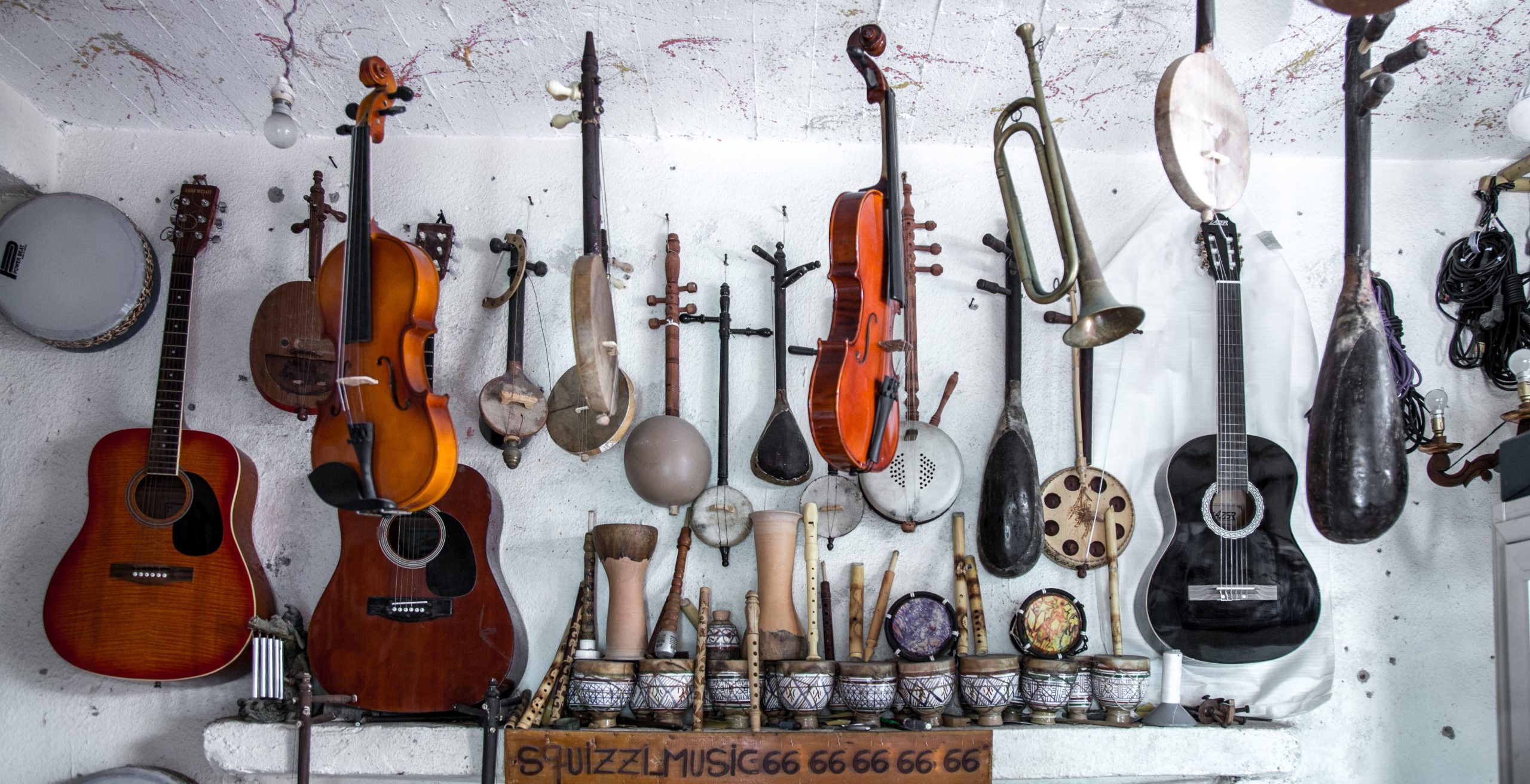 buying musical instruments at a pawn shop