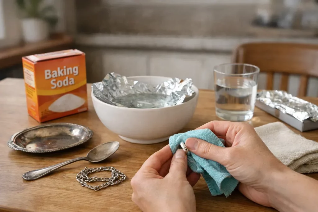 how to clean silver with baking soda and vinegar